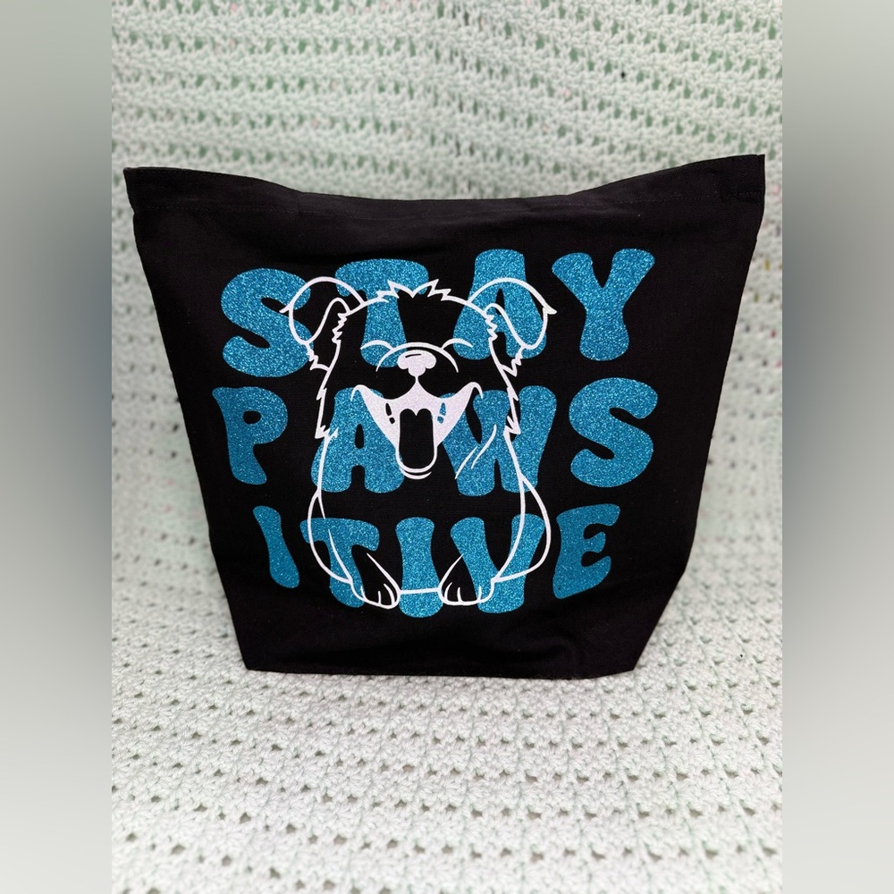 Large Tote Bag: Stay Pawsitive